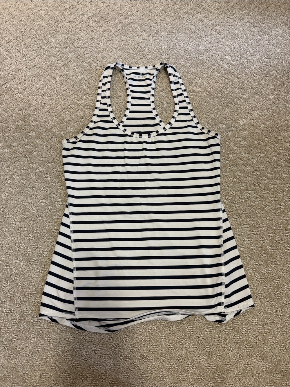 Athleta Navy and White Striped Racerback Tank xs / s